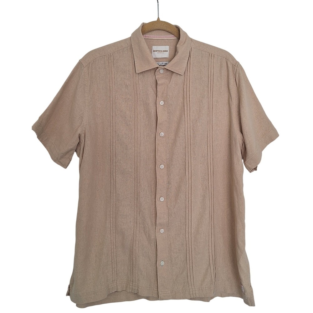 Scotch & Soda Men's Beige Button Up Linen Shirt Size L/G/G